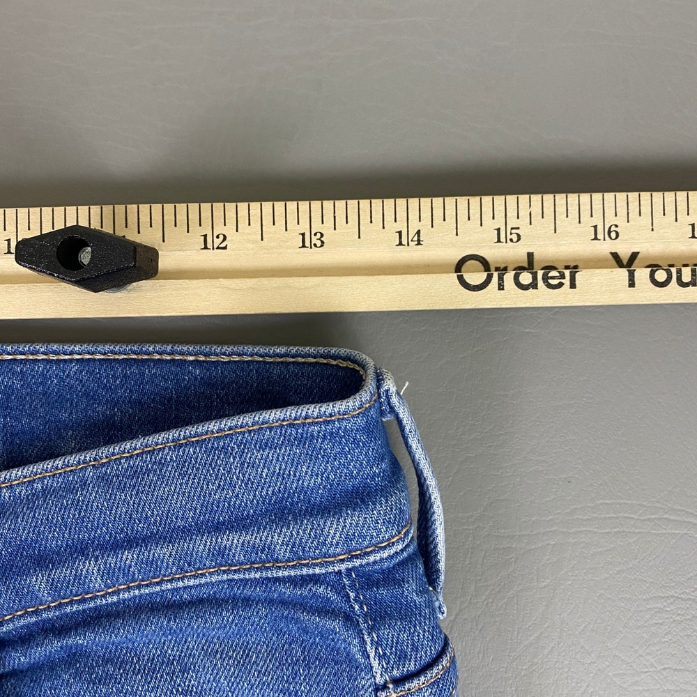 MOTHER Blue Distressed Flare Jeans with Frayed Hem - Picture 8 of 14